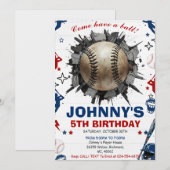 Persoonlijke honkbal verjaardagsfeest uitnodiging (Voorkant / Achterkant)