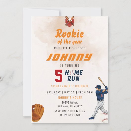 Persoonlijke honkbal verjaardagsfeest uitnodiging (Voorkant)