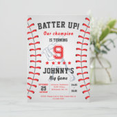 Persoonlijke honkbal verjaardagsfeestuitnodiging kaart (Staand voorkant)