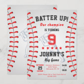 Persoonlijke honkbal verjaardagsfeestuitnodiging kaart (Voorkant / Achterkant)