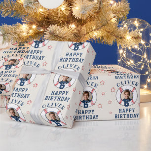 Persoonlijke honkbal verjaardagsfoto cadeaupapier