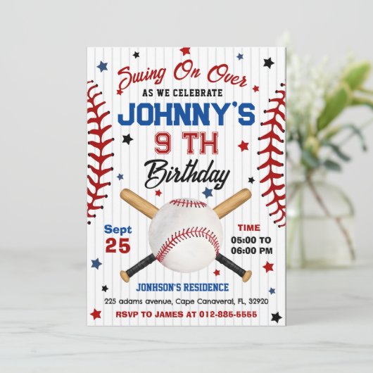 Persoonlijke honkbal verjaardagsuitnodiging kaart (Staand voorkant)