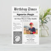 Persoonlijke honkbal verjaardagsuitnodiging met fo kaart (Staand voorkant)