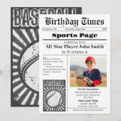 Persoonlijke honkbal verjaardagsuitnodiging met fo kaart (Voorkant / Achterkant)