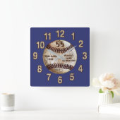 Persoonlijke honkbalklok, JOUW TEKST en KLEUREN Vierkante Klok (Huis)