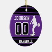 Persoonlijke honkbalpitcher | PAARS Keramisch Ornament (Rechts)