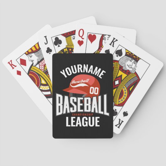 Persoonlijke honkbalspeler NAAM Team Kampioen Club Pokerkaarten (Achterkant)