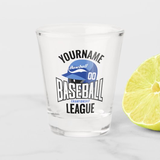 Persoonlijke honkbalspeler NAAM Team Kampioen Club Shot Glas (Voorkant)