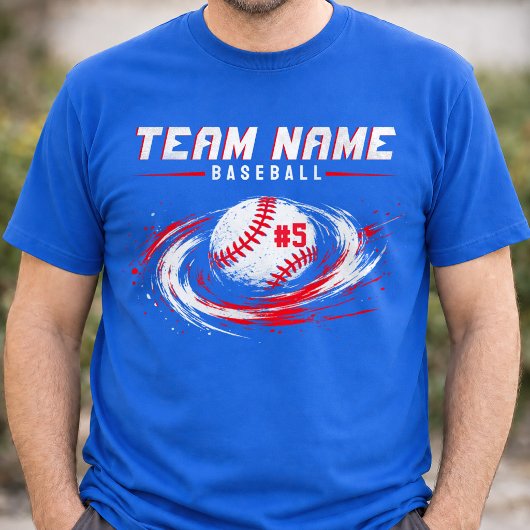 Persoonlijke honkbalteamnaam nummer T-shirt
