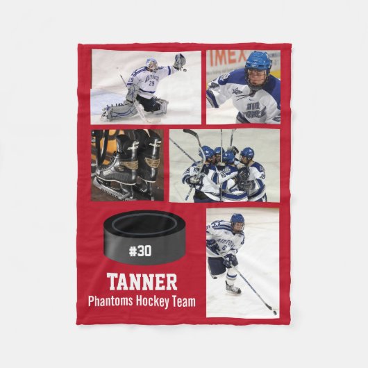 Persoonlijke hoofdsleutel 5 Foto Collage Name Team Fleece Deken (Voorkant)