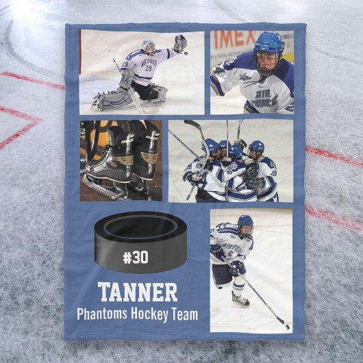 Persoonlijke hoofdsleutel 5 Foto Collage Name Team Fleece Deken