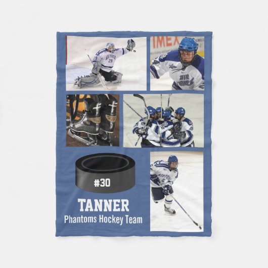 Persoonlijke hoofdsleutel 5 Foto Collage Name Team Fleece Deken (Voorkant)