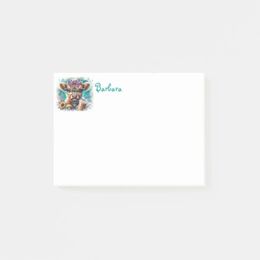 Persoonlijke Hoogland Koe Met Koffie Post-it® Notes (Voorkant)