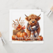 Persoonlijke hooglanders thanksgiving kaart (Voorkant / Achterkant in situ)