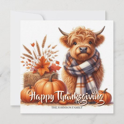 Persoonlijke hooglanders thanksgiving kaart (Voorkant)