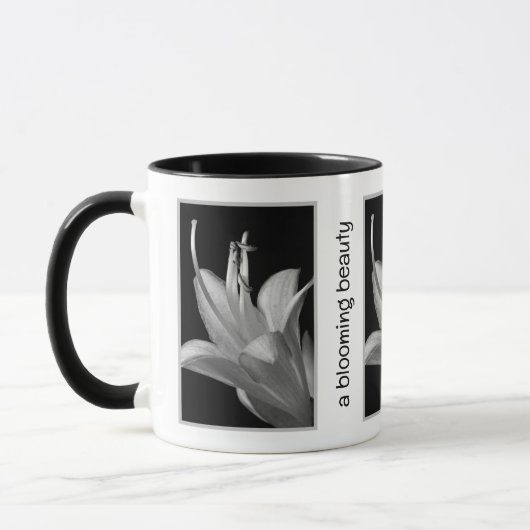 Persoonlijke Hosta-bloem in zwart en wit Mok (Links)