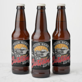 Persoonlijke Hot Rod Garage Retro Custom Roadster  Bier Etiket