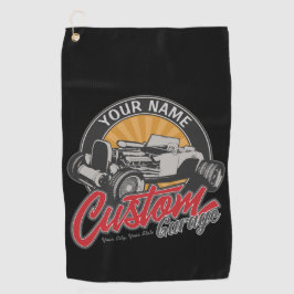 Persoonlijke Hot Rod-garage Retro Custom Roadster Golfhanddoek