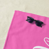 Persoonlijke Hot Roze Wit Strandlaken (In situ)