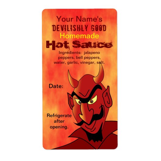 Persoonlijke hotsauce Labels Sjabloon Devil Smile (Voorkant)