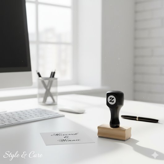 Persoonlijke houten stempel met koppelnaam