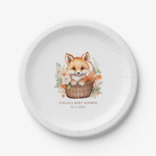 Persoonlijke houten vos babyshower papieren borden bordje