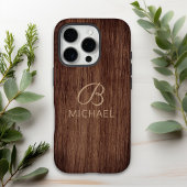 Persoonlijke houtnerf houten naam met monogram Case-Mate iPhone case