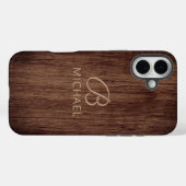 Persoonlijke houtnerf houtsoort monogram naam Case-Mate iPhone case (Achterkant (horizontaal))