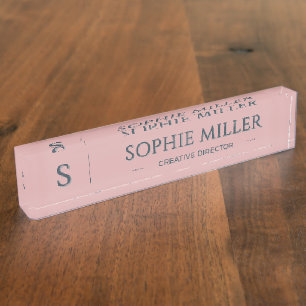 Persoonlijke houtskool naam stoffige roze cadeau naambordje