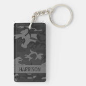 Persoonlijke houtskoolgrijze camouflage sleutelhanger (achterkant)