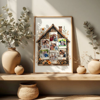 Persoonlijke Huis Familie Fotocollage Poster