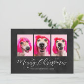 Persoonlijke huisdier 3 foto's Kerstvakantie Feestdagenkaart (Staand voorkant)