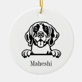 Persoonlijke huisdier Duitse Staande Pointer hond Keramisch Ornament (Voorkant)