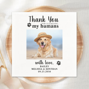 Persoonlijke huisdier foto bedankings hond huwelij servet