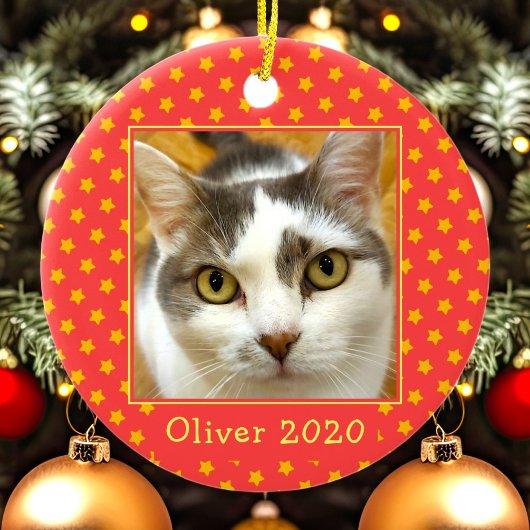 Persoonlijke huisdier foto herdenking Kerstmis Keramisch Ornament