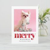 Persoonlijke huisdier foto | Prettig WoefKerstmis Feestdagenkaart (Staand voorkant)