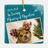 Persoonlijke huisdier-herdenkings Kerstfoto Keramisch Ornament (Voorkant)