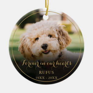 Persoonlijke huisdier-herdenkingsfoto goud schrift keramisch ornament