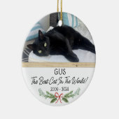 Persoonlijke huisdier-herdenkingsfoto Kerstmis Keramisch Ornament (Rechts)