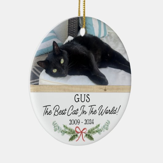 Persoonlijke huisdier-herdenkingsfoto Kerstmis Keramisch Ornament (Rechts)