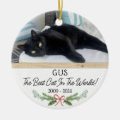 Persoonlijke huisdier-herdenkingsfoto Kerstmis Keramisch Ornament (Voorkant)