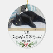 Persoonlijke huisdier-herdenkingsfoto Kerstmis Keramisch Ornament (Links)