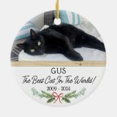 Persoonlijke huisdier-herdenkingsfoto Kerstmis Keramisch Ornament (Achterkant)
