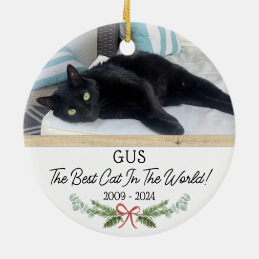 Persoonlijke huisdier-herdenkingsfoto Kerstmis Keramisch Ornament (Achterkant)