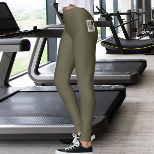Persoonlijke huisdier kat liefhebber donker olijfg leggings