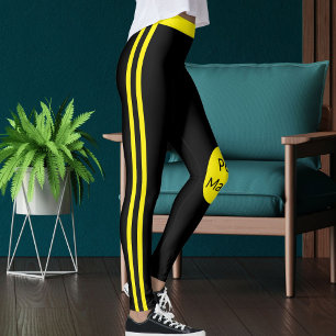 Persoonlijke huisdier mama geel zwart gestreepte s leggings