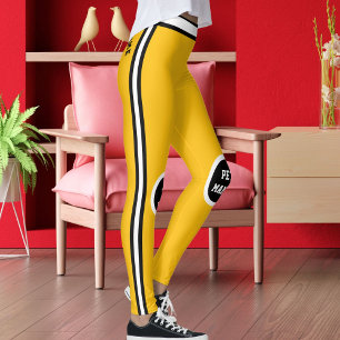 Persoonlijke huisdier mama geel zwart wit gestreep leggings