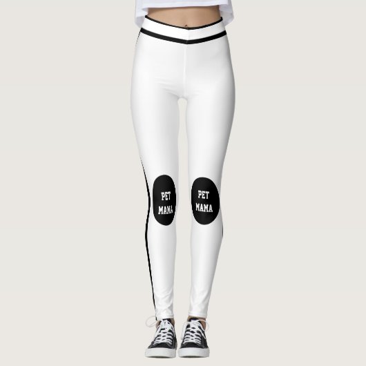 Persoonlijke huisdier mama zwart wit gestreepte st leggings (Voorkant)