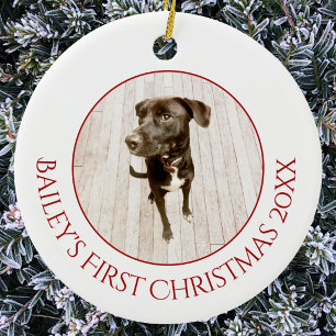 Persoonlijke huisdier puppy hond eerste kerst foto keramisch ornament