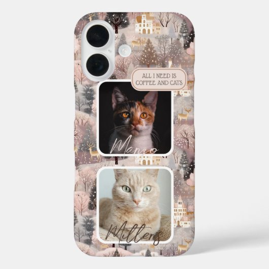 Persoonlijke huisdieren fotocollage Kerstmis Case-Mate iPhone Case (Achterkant)